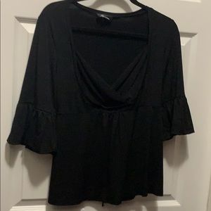 Peplum tie back top, black